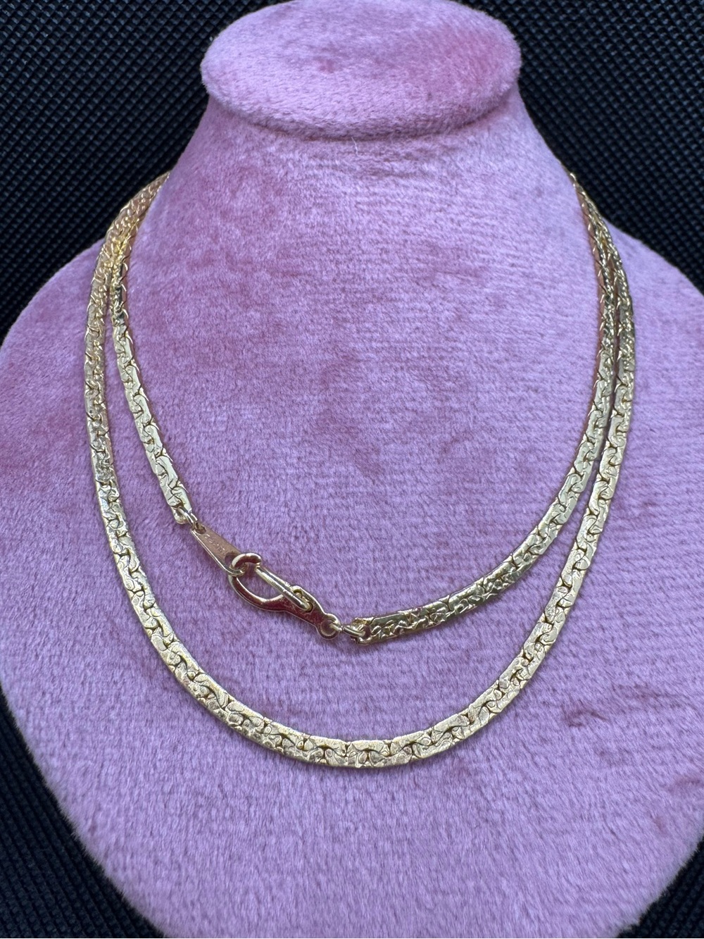 Vintage 14k Yellow Gold Plated Flat Fancy Link Chain ~20”